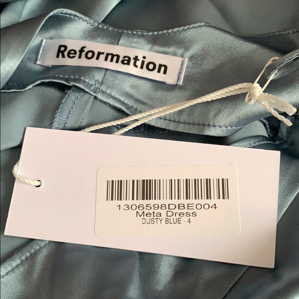 REFORMATION Meta Silk Dress in Dusty Blue Sz 4 - Picture 11 of 11